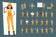 Technician woman and builders and engineers woman and mechanics set ,Vector illustration cartoon character.