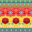 Colorful repetitive Diwali background inspired by traditional lorry and rickshaw painted decorations with flowers and swirls. Popular decor in Pakistan and India 
 