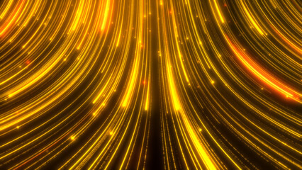 Wall Mural - Glow gold line light trail running background.