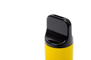 A disposable electronic cigarette in a yellow body, photographed against a white background.