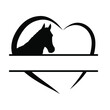 Horse heart icon vector. Horse Split Name Frame illustration sign. Horse Monogram symbol or logo.