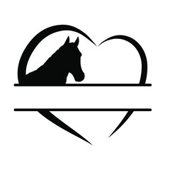 Wall Mural - horse heart icon vector. horse split name frame illustration sign. horse monogram symbol or logo.