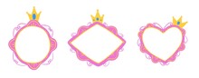 Set With Pink Princess Frames With Crown