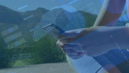 Poster - Animation of data processing over person using smartphone