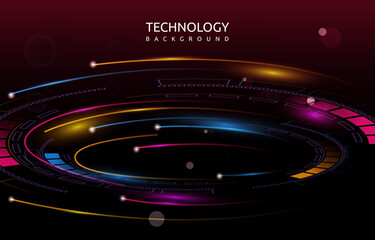 Poster - Futuristic Digital Circle Abstract Digital Technology Background