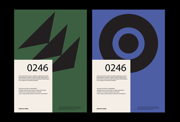 Poster - Minimal abstract posters set. Bauhaus poster template layout with clean typography and minimal vector pattern with abstract geometric shapes. Great for poster art, album cover prints.