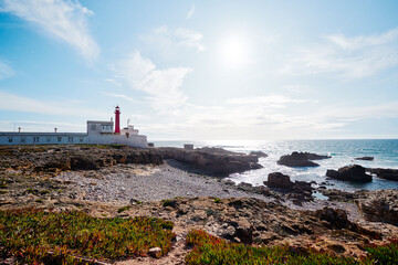 Poster - Farol do Cabo Raso. Beautiful landscape. Atlantic ocean rock shore, Portugal.