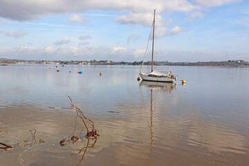 Wall Mural - Boat reflected in the River Exe, Devon	