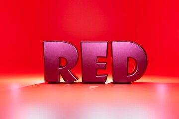 Poster - abstract background. the word purple consisting of large volumetric letters on a red glossy background illuminated with neon light. 3d illustration. 3d render