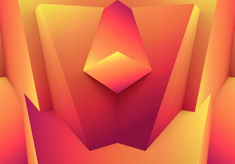 Poster - Abstract geometric background with colorful 3D shapes or architectural forms for booklet or video conference backdrop