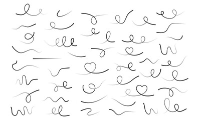 Poster - Hand drawn lines collection. Doodle mark linear different elements set. Vector isolated on white.	
