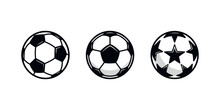 Soccer Balls Icons Isolated On White Background. Design Elements For Logo, Poster, Emblem. Sport Ball Icons. Vector Illustration