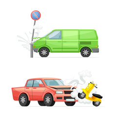 Poster - Car Crash and Road Traffic Accidents in Different Situation Vector Set