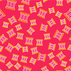 Sticker - Line Prison window icon isolated seamless pattern on red background. Vector