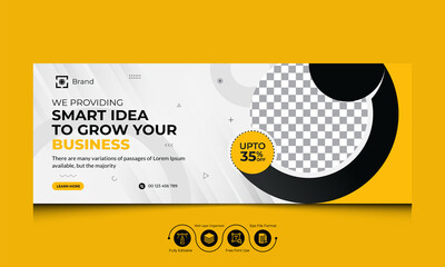 Wall Mural - Creative corporate business Facebook cover template and  Digital marketing social media colorful web banner template set with abstract shape editable design