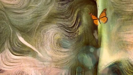 Wall Mural - Abstract painting soft pastel colors. Butterfly. High quality footage