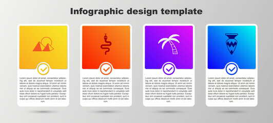 Wall Mural - Set Egypt pyramids, Snake, Tropical palm tree and Egyptian vase. Business infographic template. Vector