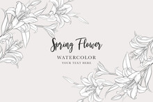 Hand Drawn Mono-line Floral Lily Background Design