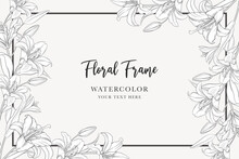 hand drawn mono-line floral lily background design