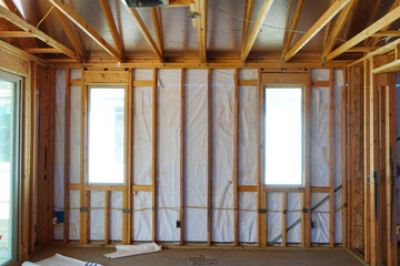 Interior framinng of new house under construction