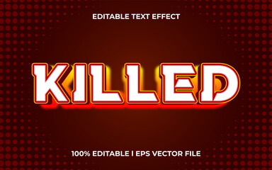 Poster - killed 3d text effect with scary theme. red typography template for games tittle