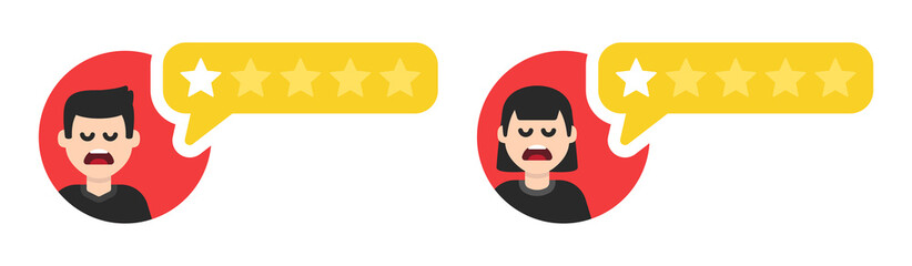 Poster - Bad review flat icon style vector illustration. Negative feedback concept.
