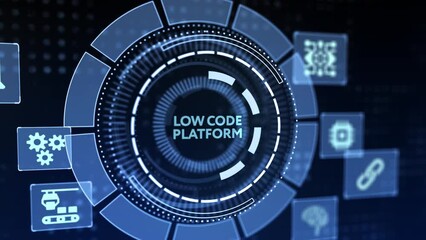 Low Code software development platform technology concept.