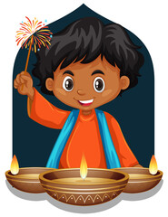 Canvas Print - Cute Indian boy cartoon character