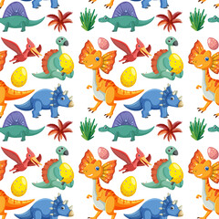 Poster - Cute dinosaur seamless pattern