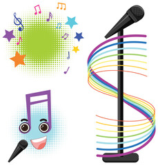 Wall Mural - Microphone and musical symbol