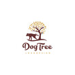 dog peeing on tree vector design. playful dog logo design