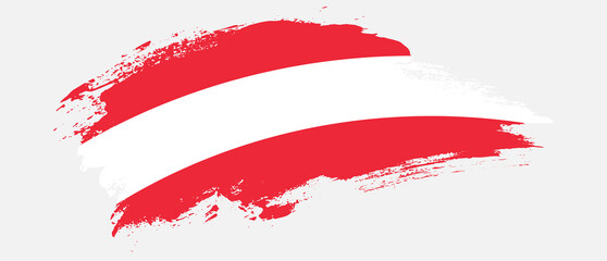 Wall Mural - National flag of Austria with curve stain brush stroke effect on white background