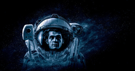 Wall Mural - astronaut at spacewalk . mixed media