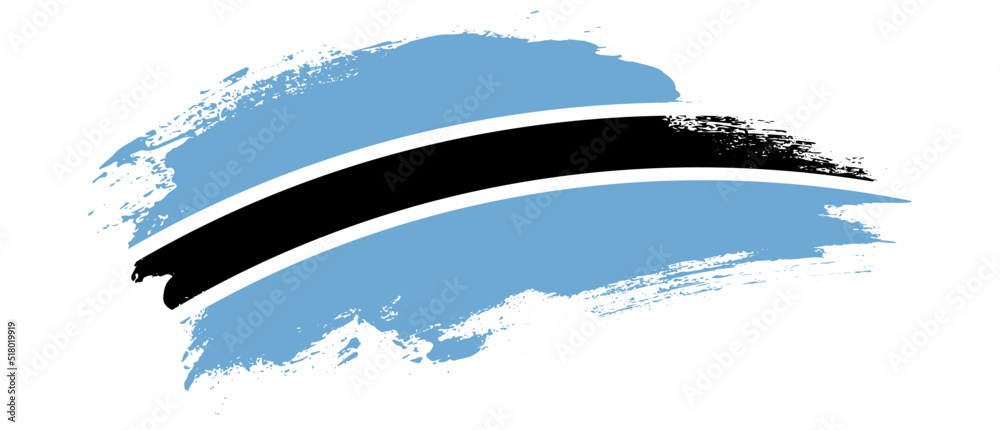 National flag of Botswana with curve stain brush stroke effect on white ...