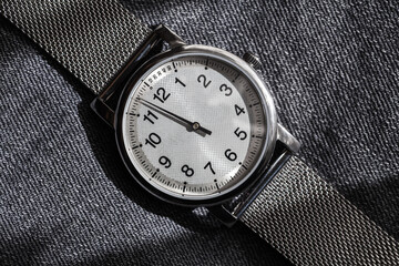 Naklejka na meble One hand automatic mechanical wrist watch close up