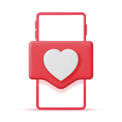 Aufkleber - 3d like icon with heart and smartphone