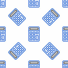 Poster - Line Calculator icon isolated seamless pattern on white background. Accounting symbol. Business calculations mathematics education and finance. Colorful outline concept. Vector