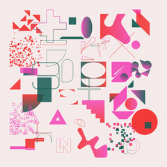 Fototapete - Abstract Vector Graphics Made With Generative Art Approach Using Geometric Shapes