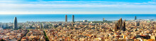 Skyline Of Barcelona -  Eixample Residencial District - Sagrada Familia - Urban Squares, Spain.