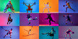 © master1305 - Sport collage of professional athletes on gradient multicolored neoned background. Concept of motion, action, active lifestyle, achievements, challenges