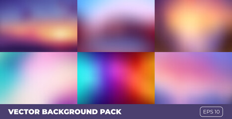 Canvas Print - Color blurry gradient background pack. Set of abstract multi colors vector wallpapers