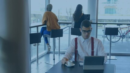 Poster - Animation of diverse business people using tablet
