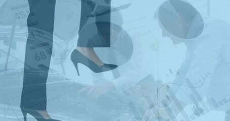 Poster - Animation of data processing over diverse business people talking