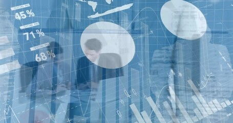 Poster - Animation of data processing over caucasian businessman