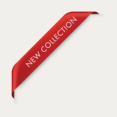 Wall Mural - new tag ribbon and banner vector. new collection badge design for digital marketing web. 3d banner i