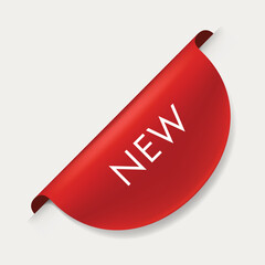 Wall Mural - new tag red ribbon and banner vector. new collection badge design for digital marketing web. 3d bann