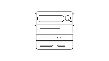 Poster - Black line Search engine icon isolated on white background. 4K Video motion graphic animation