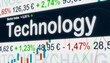 Technology, sector index. Stock exchange monitor with market data, price information and percentage changes in prices. Technology stocks, business and trading concept. 3D illustration