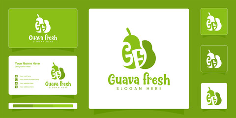 Wall Mural - Guava fresh fruit logo. Fruit logo with business identity vector design template.