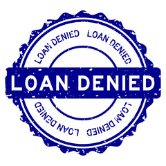 Canvas Print - Grunge blue loan denied word round rubber seal stamp on white background